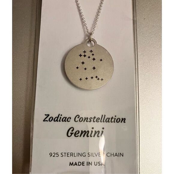 Zootility 925 Silver Unisex Chain & Gemini Constellation Pendant / NWT - Picture 2 of 6